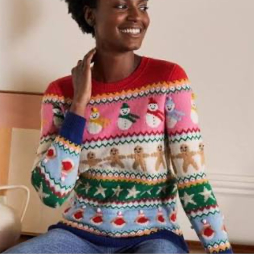 NWOT Edie Fair Isle Wool Holiday Sweater Size Small